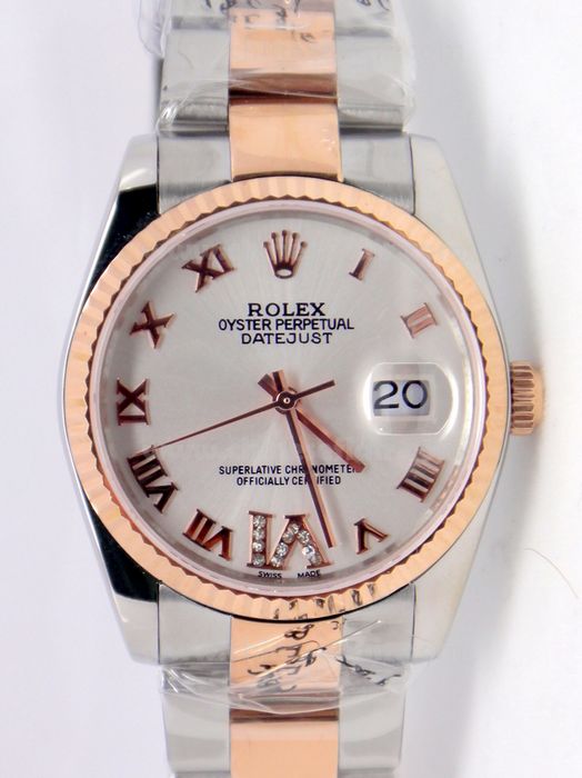 Rolex 2-Tone Rose Gold Datejust Mens Watch VI Diamond